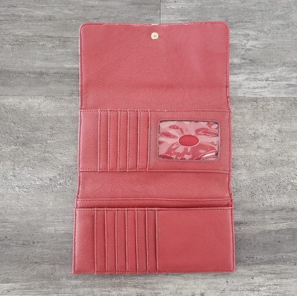 Red Faux Leather Guess Detailed Wallet - Picture 3 of 5
